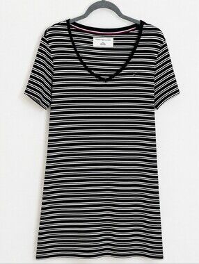 Tommy Hilfiger Striped T-Shirt Dress Black White L